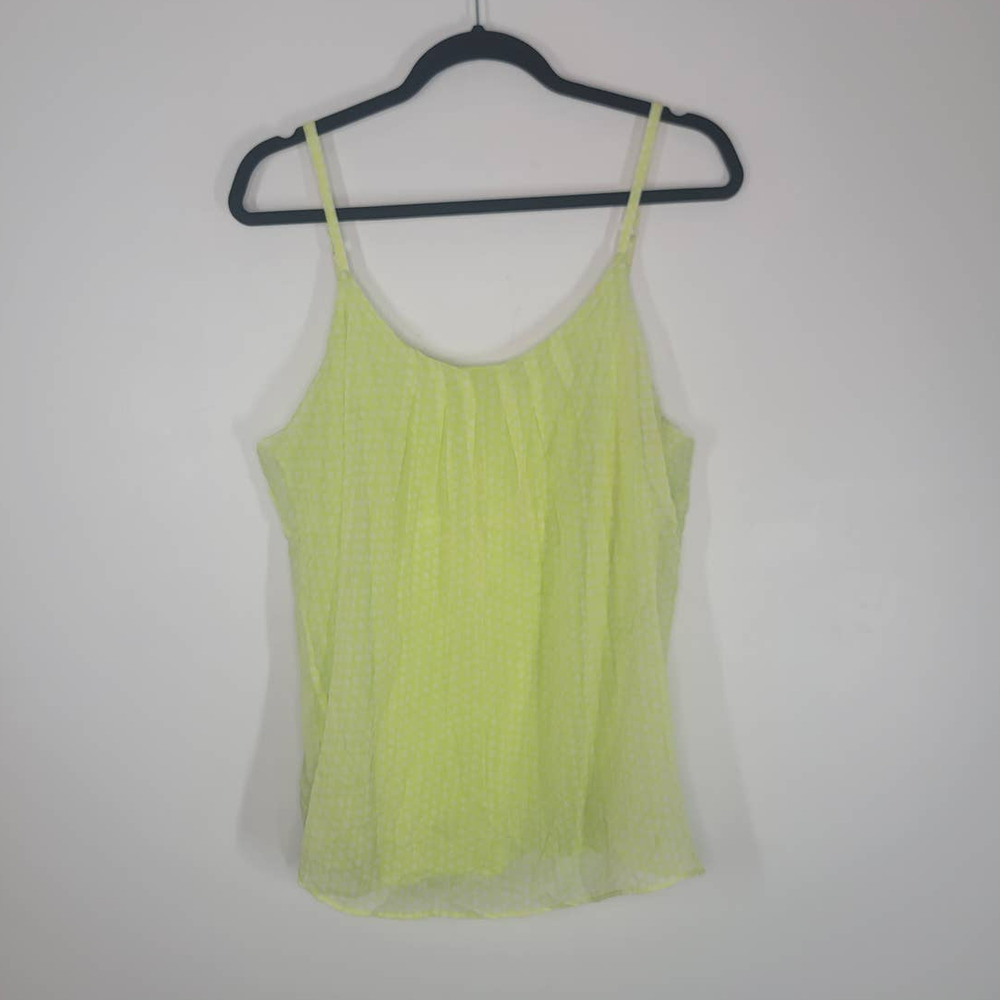New York & Company Cami Tank Top Womens Size XL Green Polka Dot Sheer Sleeveless